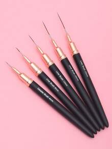Random 1/3/5pcs Black Metal Handle Nail Art Liner Brush - Black - View 3