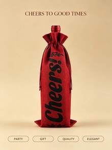 8Pcs Cheers Linen Burlap Wine Bottle Gift Bag Drawstring Wine Cover Sack Reusable Wine Bag For Wedding Holiday Christmas Housewarming Birthday Party Wine Lover Present Decor - Multicolor - View 8