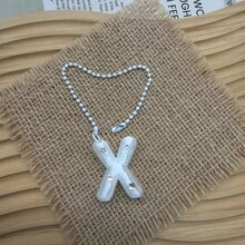 You Can Make Your Own White Diamond Letter Car Rearview Mirror Hanger. It Features A Silver Bead Chain Design, With An Elegant Shiny Cream Texture. It Can Be Easily Hung On The Car's Rearview Mirror And Is A Charming Interior Decoration For Your Car. - Letter Pendant - View 30