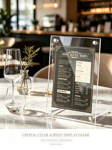 High Transparency Acrylic Photo Frame Stand, Dual-Use Vertical & Horizontal Desktop Display, Metal Support Legs Stable & Clear, Minimalist Luxury Nordic Style, Suitable For Living Room, Study, Office Desk, Home Photos, Certificates, Memorabilia, Home Decor Ornament - Acrylic Photo Frame - View 1
