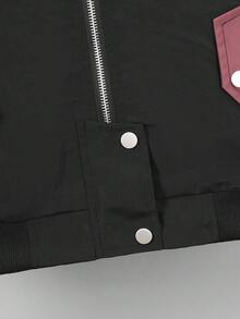 Boys' All-Season Casual Outdoor Vintage Versatile Multi-Pocket Functional Colorblock Stand Collar Workwear Jacket - Black - View 9