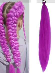 European And American Cross-Border Hot-Selling Rubber Band Ponytail Wig, Boxing Braid Colorful Elastic Rope Wig, Ponytail Hair Tie Hair Accessory - Maroon - View 12