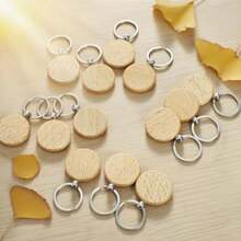 10pcs Wooden Round Keychain Tags Key Labels Rings Creative Small Gifts Handmade Crafts Wooden Keychains - Wood Color - View 10