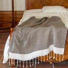 Selimut Lembut Bolak-balik YEUZLI 100% Katun dengan Rumbai, Gaya Boho 49,2 x 70,8 Inci, Penutup Sofa Bertekstur & Selimut Ringan untuk Tidur Siang di Sofa, Tempat Tidur, Ruang Tamu & Dekorasi Rumah, Dapat Digunakan Sepanjang Musim - MultiWarna - View 5