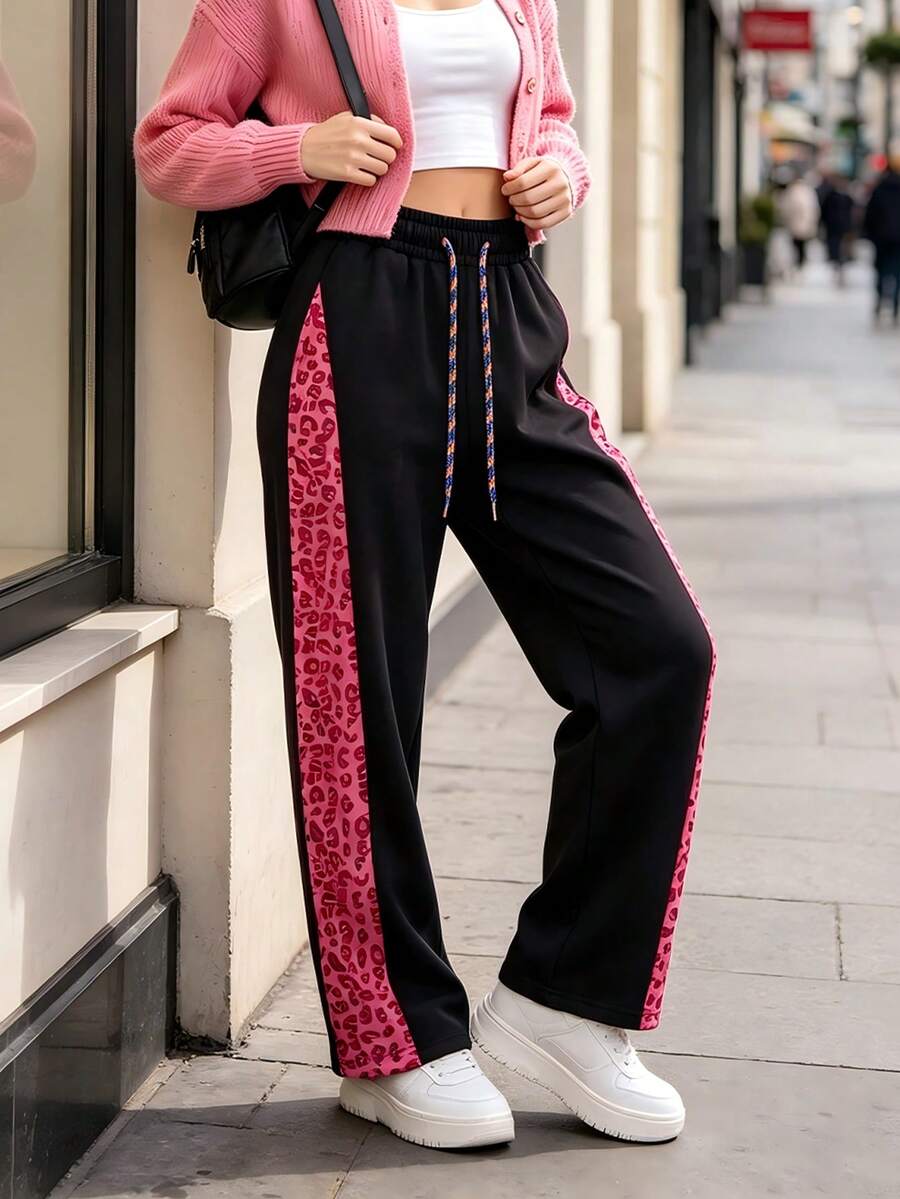 Women's Spring/Autumn Outdoor Casual Colorblock Long Pants, Versatile For Daily Wear, Home, Commute, Camping, Party And Sports - Black - View 1