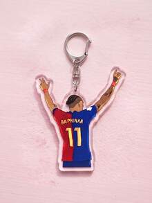1Pc/4Pcs Raphinha Themed Acrylic Keychains, Featuring Jersey Back, Celebration Pose, Shooting Silhouette And Colorful Pop Art Portrait Design, Fashionable Bag Charm, Suitable For Back To School, Gift For Football Fans, Exquisite Collection, All Seasons - Multicolor - View 9