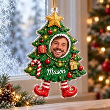 1pc Custom Photo Name Santa Sack Christmas Ornament, Personalized Photo In Santa Gift Bag Acrylic Tree Hanging, Snowman Reindeer Gingerbread Ornament,Funny Xmas Keepsake Gift,Christmas Gift - Multicolor - View 11