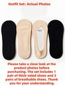 1/3 Pairs Women's Business Casual Invisible Non-Slip Boat Socks, Breathable, Perfect Match For High Heels - Multicolor - View 9