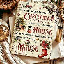 1pc 14*21cm Vintage Christmas Poem Wirebound Notebook, "Twas The Night Before Christmas" Mouse & Xmas Tree Print Journal, Retro Holiday Writing Notepad - Multicolor - View 4
