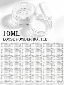 48/24/2pcs 10ML Sealed Leak-Proof Powder Dispenser Box, High Transparency Plastic Minimalist Transparent No Pattern Round Wide Mouth With 9-Grid Powder Sieve Spiral Sealed Lid And Flocked Powder Puff, Portable Makeup Refill Storage Empty Powder Jar For Travel, DIY Daily Makeup Storage - Multicolor - View 7