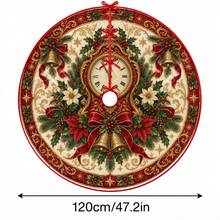 1pc Vintage Clock Bell Pattern Christmas Tree Skirt, Elegant Color Holiday Decor, 5 Sizes, Unisex Holiday Gift, Suitable For Home And Party Christmas Home Decoration - Vintage Alarm Clock - View 15