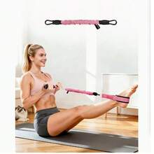 Pink 5-Piece Durable Resistance Band Set With Foot Pedal, Handle, For Abdominal, Waist, Arm, Core, Leg, Sit-Up Exercise, Fitness And Stretching - Hot Pink - View 4