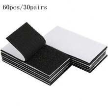 60pcs/30pairs Hook And Loop Fasteners, Large 4cm*6cm, Strong Adhesive Backing, Reusable Straps, Double-Sided Tape, No Residue, Suitable For Sofa Cushions, Bed Sheets, Floor Mats, Blankets - 60pcs/30pairs - View 3