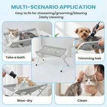 1pc Foldable Pet Grooming Stand (60*40*33cm), Portable Elevated Pet Bathing Rack With Breathable Mesh Tabletop, Suitable For Dog And Cat Bathing, Drying, And Grooming, For Large, Medium, And Small Dogs And Cats, Stable Fixed Pet Bathing Accessory - 60*40*33cm - View 6