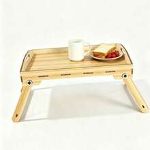 1pc Wooden Bed Tray Table With Legs, Can Be Used As Laptop Tray, Breakfast Tray, Suitable For Sofa, Bed, Dining Table, Christmas Gift - Apricot - View 5