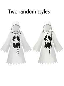 1pc Halloween Ghost Face White Ghost Cape, Unisex Cosplay Costume, Suitable For Theme Party (Fits Height 150cm) - View 8