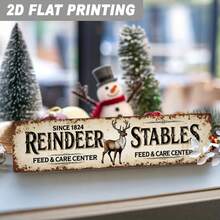 2D Flat Vintage Reindeer Barn Metal Sign - Rustic Farmhouse Wall Art Decor, 3.94X15.75 Inches, Christmas Decorative Plaque, Suitable For Home, Kitchen, Entryway, No Electricity Required (Random Style) - A - View 4