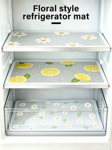 4/8/12pcs Waterproof Small Refrigerator Mat - Moisture-Proof, Non-Slip, Washable And Reusable, EVA Material, Novel Lemon Pattern, Suitable For Small Refrigerators And Kitchen Decor, Refrigerator Mat, Drawer Mat, Shoe Cabinet Mat, Cabinet Mat - View 1