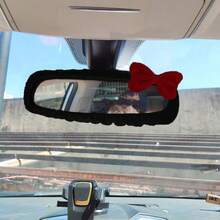 1pc Universal Plush Rearview Mirror Cover, Bow Plush Rearview Mirror Cover, Car Accessories, Car Decoration, Decorative Car, Gift, Rearview Mirror Protection Cover, Pink Car Rearview Mirror Protection Cover, Cartoon Car Interior Decoration Accessories - Little Bow - View 11