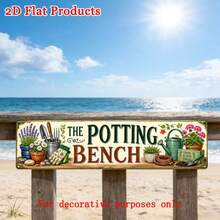2D Flat Decorative Sign - [2Dflat], 1pc 40X10cm - Potted Plant Workbench Gardening Tools Floral Metal Sign 16X4 Inches, Vintage Greenhouse Farmhouse Wall Decor (Random Style) - A - View 7