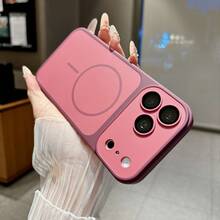 Magnetic Skin-Feel Phone Case Compatible With IPhone 11 12 13 14 15 16 Pro Max 17 17 Pro Max 18 18 Pro Max - Cherry Red - View 3