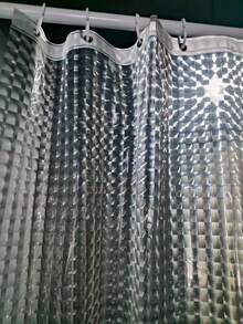 3D Crystal Clear Plastic Shower Curtain 180*180cm Thin Lightweight Ice Cube Plastic Bathroom Shower Display Inner Curtain With Plastic Grommet Holes - Grey - View 1