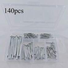 140pcs Assorted Hardware Nails, Wall Nails Storage Box, 6 Sizes, Suitable For Home Decor, Construction Site And Household Essentials - Silver - View 4