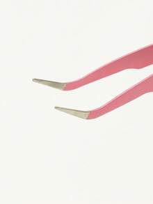 Rose Red Simple Eyelash Tweezers, Straight And Curved Head Design, Two Tweezer Head Options, Fine Design, Easily Meets Various Needs. Thickened Steel, High Hardness, Good Elasticity, Durable. Equipped With A Protective Cap To Prevent Hand Injury - Hot Pink - View 5