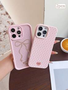 2pcs Polka Dot Print TPU Shockproof Full Coverage Precise Protection Case Compatible With Apple 11/12/13/14/15/16/16Pro/16ProMax/17/17pro/17ProMax/18pro 18ProMax - Multicolor - View 3