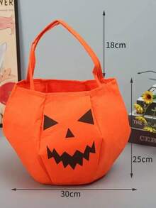 Halloween Supplies Trick Or Treat Candy Bag Large Capacity Pumpkin Shaped Non-Woven Fabric Double Handle 3D Handheld Candy Bag - F - View 9