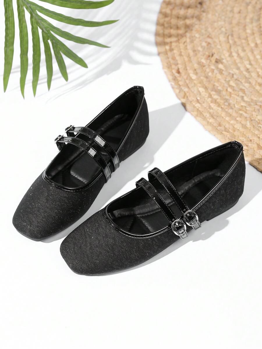 Women's Flat Mary Jane Retro Ballet Granny Shoes - Black - View 1