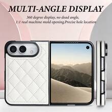 1pc PU Leather Magnetic Wireless Charging Foldable Phone Case, Full Body Shockproof Protective Cover Compatible Withi Phone Duo - White - View 2