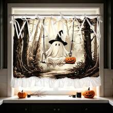 1PC Kitchen Curtain, Forest Ghost Pattern Multi-Functional Decorative Curtain, Suitable For Kitchen Curtain Cover, Oven Cover, Laundry Room, Dishwasher, Bathroom Window And Kitchen, Halloween Decoration - Multicolor - View 6