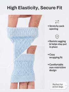 DomKim 4pcs/Set Knitted Dog Leg Sleeves, High Elastic Anti-Slip Pet Knee Pads, Ribbed Cuff, Joint Support Leg Fixation Socks, Winter Warm Paw And Leg Protectors, Prevent Injury, Suitable For Small, Medium And Senior Dogs Outdoor Walking In Cold Weather - Dusty Blue - View 9