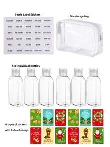 Christmas 3.4oz/100ml Clear Dispenser Bottle, Refillable Bottle, Liquid Lotion Packaging Bottle, With Exquisite Christmas Pattern, Storage Bag, Hand Soap Skincare Perfume Essential Oil Bottle. Holiday Party Gift Packaging Bottle. - Multicolor - View 11