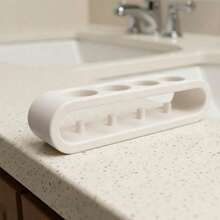Electric Toothbrush Holder For Electric Toothbrushes - Holds 4 Electric Toothbrushes, Storage Tool, Bathroom Storage Accessory, Keeps Bathroom Tidy, Minimalist Bathroom Vanity Organizer, Separate Storage For Toothbrushes And Rinsing Cups, Hollow Design For Breathability And Drainage, Prevents Water Accumulation, Rounded Elegant Design, Stable Placement, Clean Countertop, Creates A Clean And Fresh Bathroom Vanity Area - Multicolor - View 12