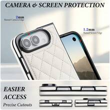 1pc PU Leather Magnetic Wireless Charging Foldable Phone Case, Full Body Shockproof Protective Cover Compatible Withi Phone Duo - White - View 5