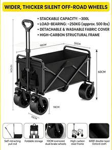 Camping Cart With Tabletop, Outdoor Picnic & Outing, Pull Handle, Mobile Foldable Trolley - Multicolor - View 15