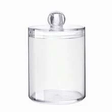 1pc Transparent Plastic Storage Bucket With Lid For Cotton Pads, Powder Puffs, Cotton Swabs, Dental Floss, Cosmetics And Hair Accessories - Multicolor - View 6