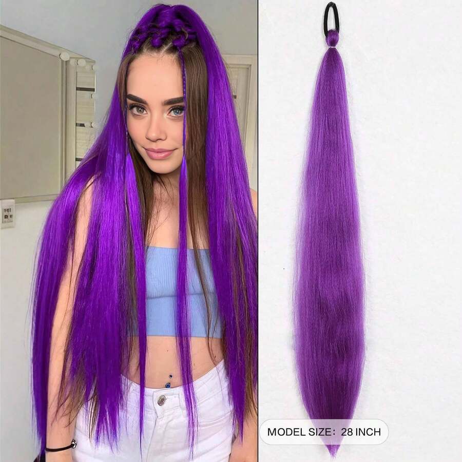 European And American Cross-Border Hot-Selling Rubber Band Ponytail Wig, Boxing Braid Colorful Elastic Rope Wig, Ponytail Hair Tie Hair Accessory