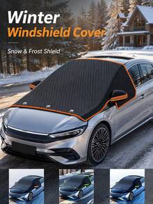 Practical Car Windshield Snow Cover With Rearview Mirror Pocket And Fixing Straps, Prevents Frost And Ice Buildup, Blocks Snow And Cold, Foldable Car Windshield Protector, Suitable For Sedan, SUV, MPV, For Winter Outdoor Parking, Cold Weather And Snowy Days - Multicolor - View 2