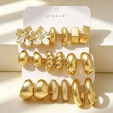 6-18pcs Fashion Earring Set, Stylish & Elegant, Suitable For Daily, Party, And Event Wear, Gift For Her - Multicolor - View 1