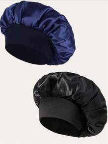 1pc Luxury Silk Satin Sleep Caps, Solid Color, Elastic Hair Protection Caps, Lightweight Comfortable For All-Night Wear, Hair Care, Shower, Gentle Fit To Scalp, For Her - Multicolor - View 7