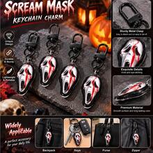 5/3/1pc Halloween Gothic Mask Keychain, Black Clasp With Red Accent Pendant, Decorative Bag Charm For Handbags And Backpacks - Black - View 2