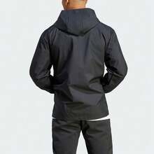 Chaqueta con capucha de entrenamiento Adidas Entrada 22 para hombre, unicolor con logo, resistente a climas variables, negro - Negro - Ver 3
