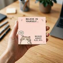 1pc Funny Cat Sticky Notes, Motivational Quotes Memo Pads, Office & Study Message Paper, Cute Kitten Sticky Notes, Reusable, Office Colleague Gift, Employee Appreciation, Christmas Gift, Small Gift - Multicolor - View 4