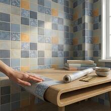 1 Roll Moroccan Vintage Tile Peel And Stick Wallpaper, Self Adhesive Waterproof Oilproof Kitchen Backsplash Contact Paper, Bohemian Geometric Tile Sticker, Removable Heat Resistant Countertop Cabinet Wall Decor Stickers For Bathroom Renovation - 1PC - View 9