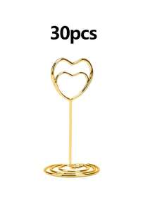 1/5/10/20pcs Gold Table Number Card Holders, Heart-Shaped Table Card Photo Holders, Table Card Stands Menu Clips, Green Watercolor Style Table Cards, Suitable For Weddings, Parties, Seat Arrangements, Valentine's Day, Birthdays, Halloween, Back To School - Metal Heart Clip - View 21