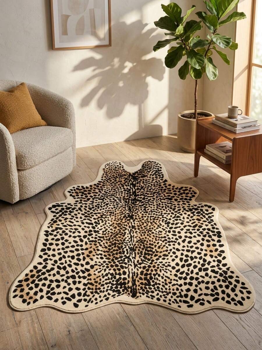 1 buah Karpet Asimetris Motif Leopard Tekstur Kulit Sapi, Cocok Sebagai Karpet Dekoratif, Dekorasi Kamar Tidur, Karpet Kecil, Karpet, Dekorasi Rumah, Karpet Ruang Tamu, Karpet Kecil Ruang Tamu, Karpet Kamar Tidur, Dekorasi Rumah Ruang Tamu, Karpet Luar Ruangan, Karpet yang Dapat Dicuci, Sempurna untuk Dekorasi Rumah Gaya Bohemian Sepanjang Tahun, Terbuat dari Kain Lembut dengan Tumpukan Pendek, Alas Anti Selip, Tahan Lama dan Mudah Dibersihkan - MultiWarna - View 1
