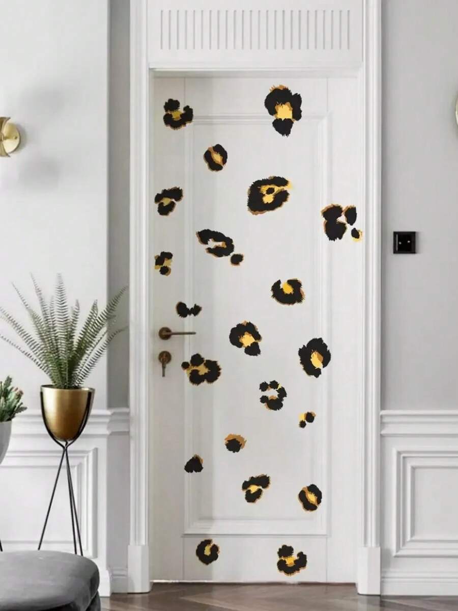 Leopard Print Wall Sticker, Decal, Wall Decor, Floral Home Decoration, Spring Decor Project Refresh Your Home, Llama Decorative Sticker Gift Birthday Graduation - Multi-color - View 1